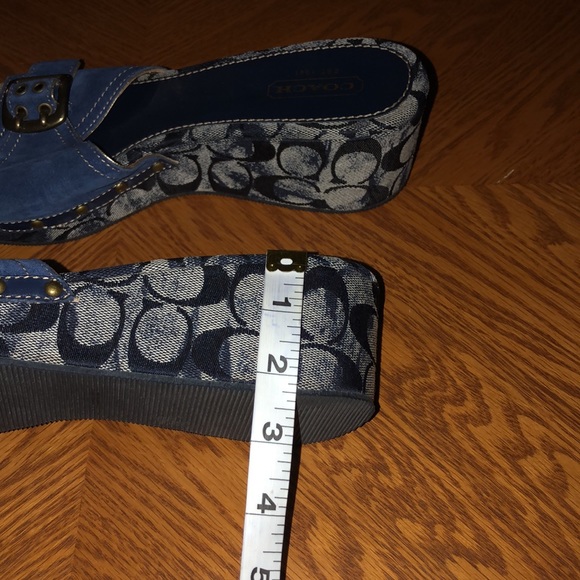 MOVING SALE NO HAGGLING WOMEN AUTHENTIC COACH BLUE DEMIN WEDGE SLIP ON SANDAL - Picture 9 of 13